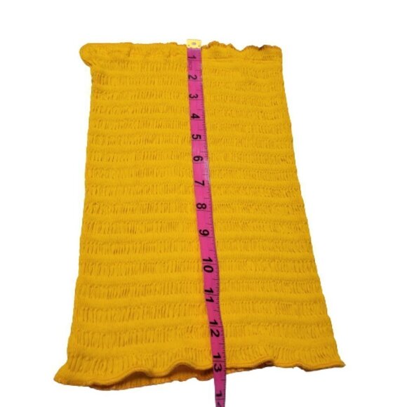 YELLOW Smocked Strapless Stretchy Waist Length Tube Top - One Size - NEW - Picture 2 of 7